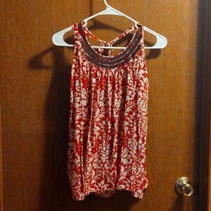 ELLE red and white Halter top,‎ sleeveless summer large
